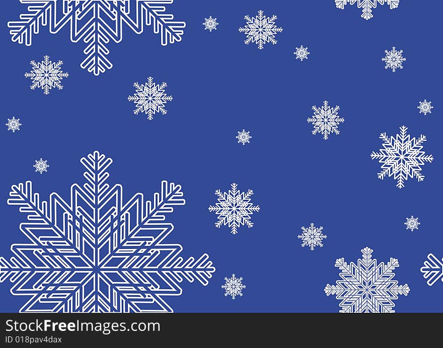 Snowflakes On Blue Background