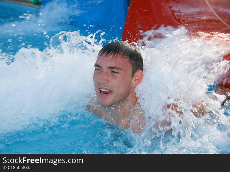 The guy floats in pool. The guy floats in pool