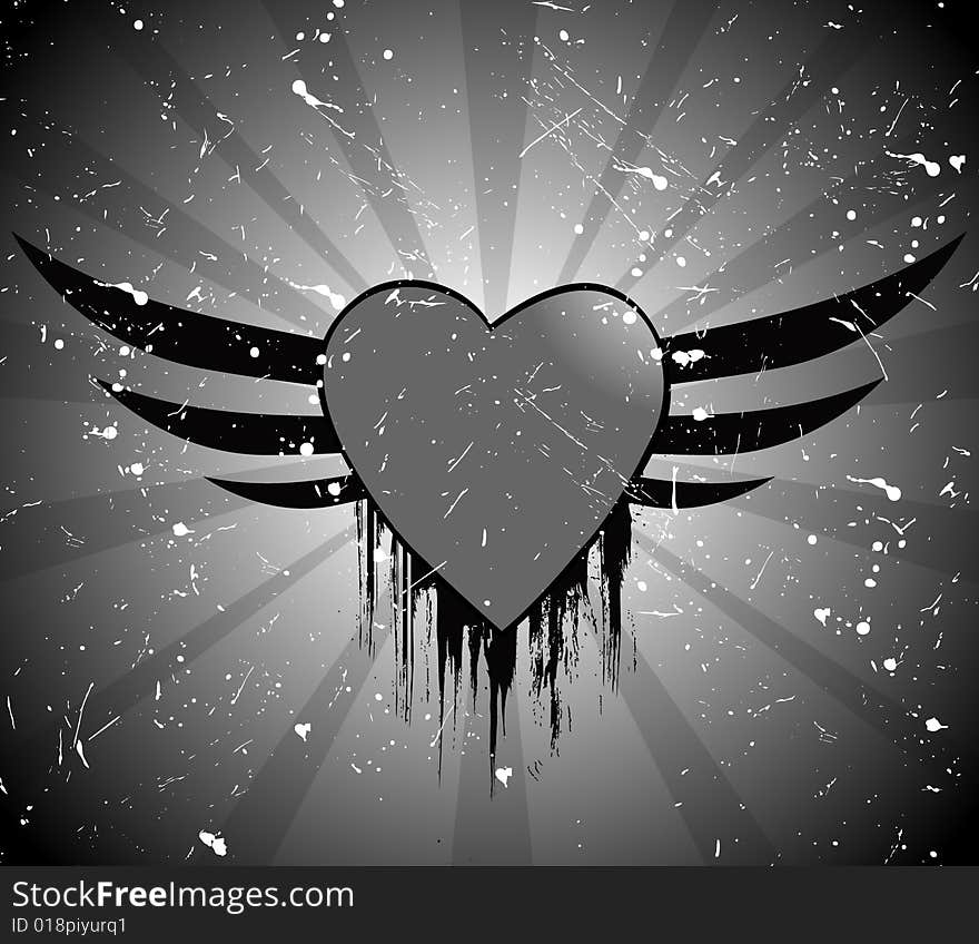 Grunge heart vector illustration background