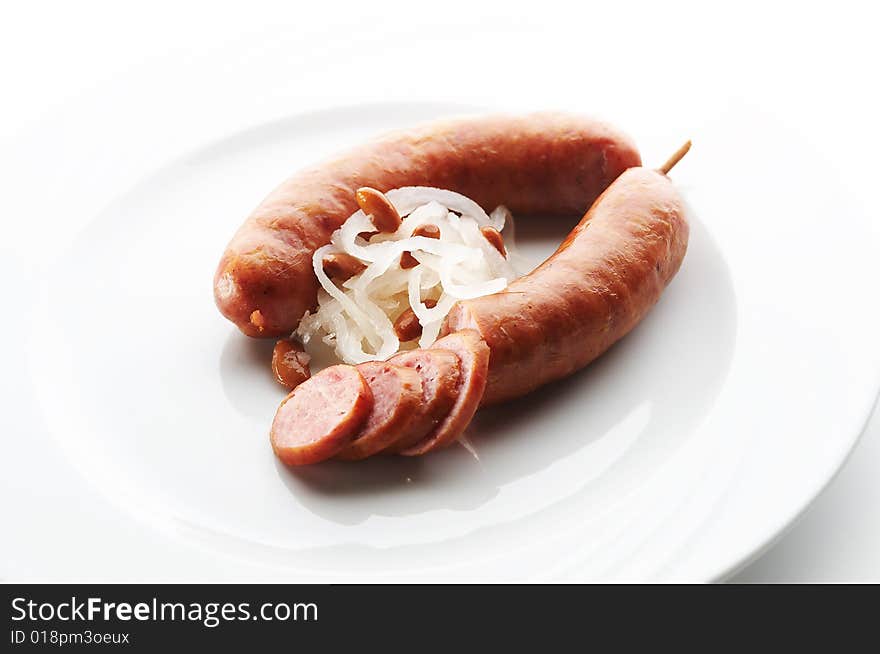 Kransky sausage with boiled turnip and greaves