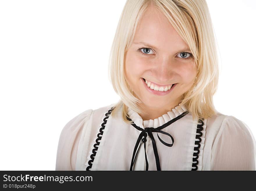 Attractive young woman  on the white. Attractive young woman  on the white