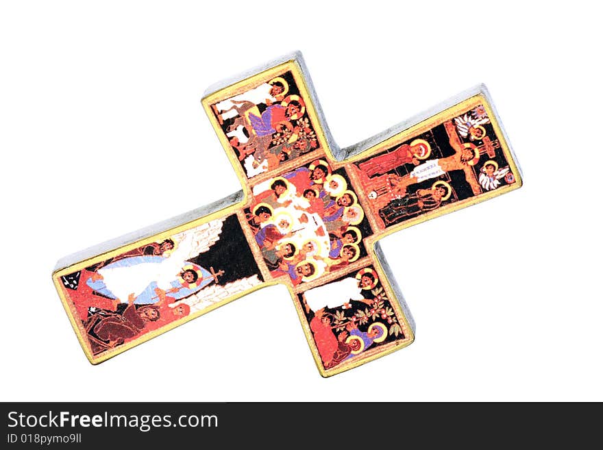 Close-up of isolated icon cross. Close-up of isolated icon cross