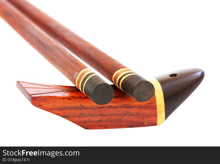 Close-up of isolated chopsticks from luxury wood