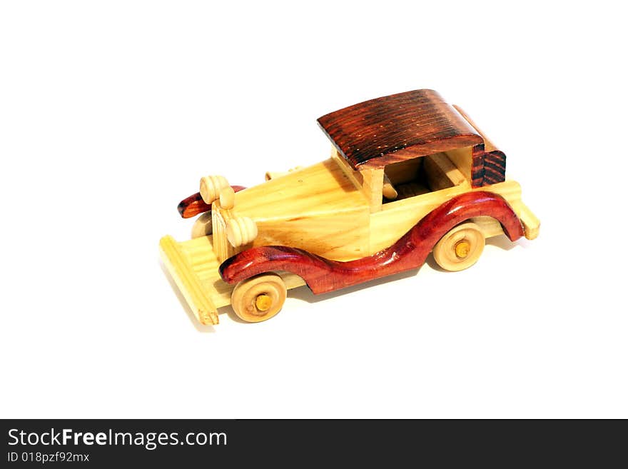 Closeup of woody vintage car (isolated)