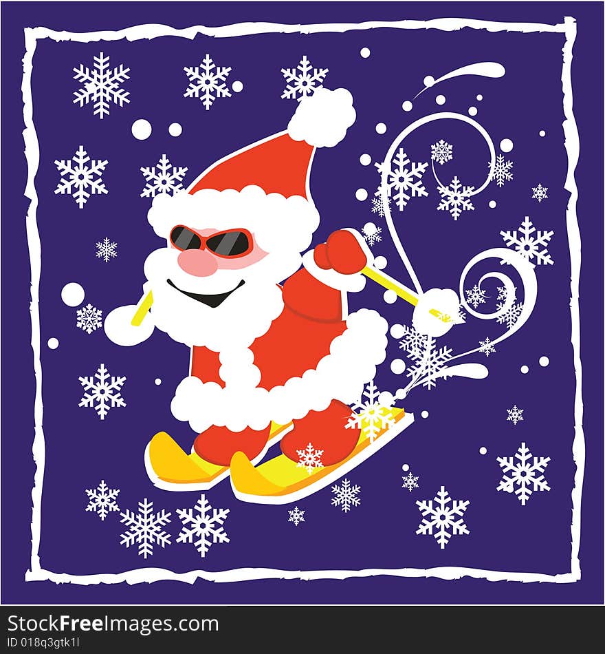 Vector Christmas Santa with snowflakes