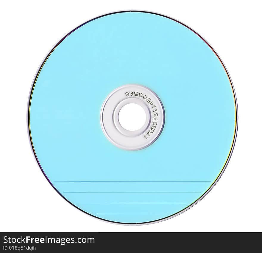 Cyan compact disk isolated on White background