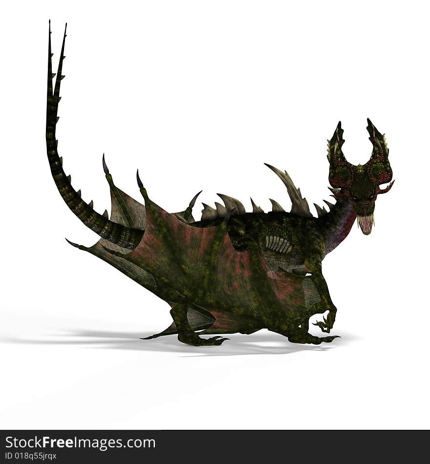 Huge fantasy dragon with wings. With Clipping Path. Huge fantasy dragon with wings. With Clipping Path