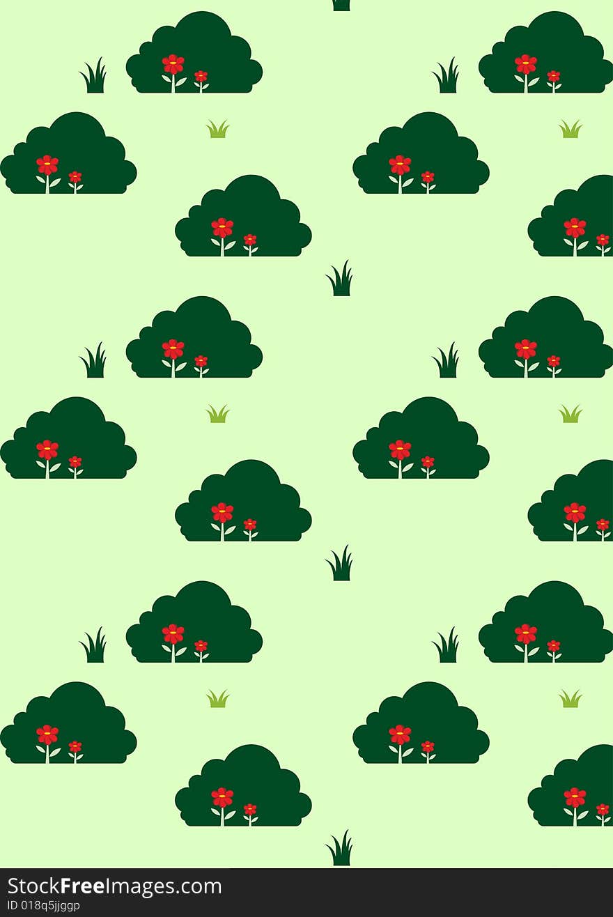 Vector illustration of funny children's flowers Pattern - can be used for scenery of a fabric, clothes and T-shorts for kids