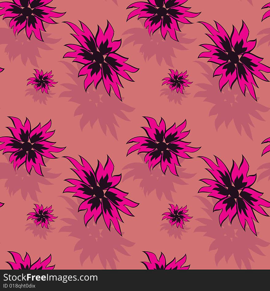 Seamless background with red flowers