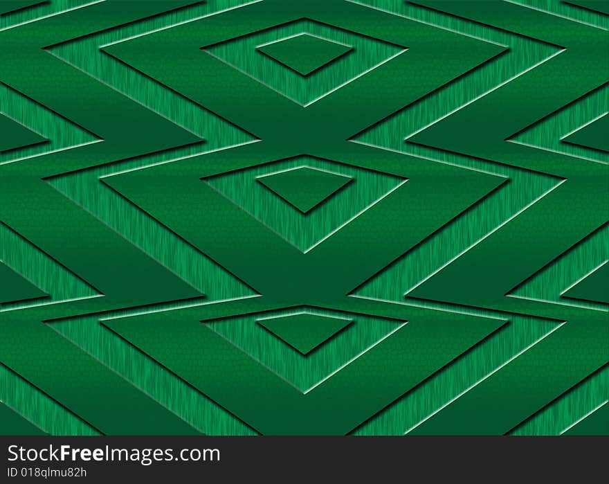 Green background with geometric shapes