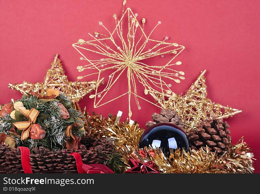 Christmas decorations and pine cones