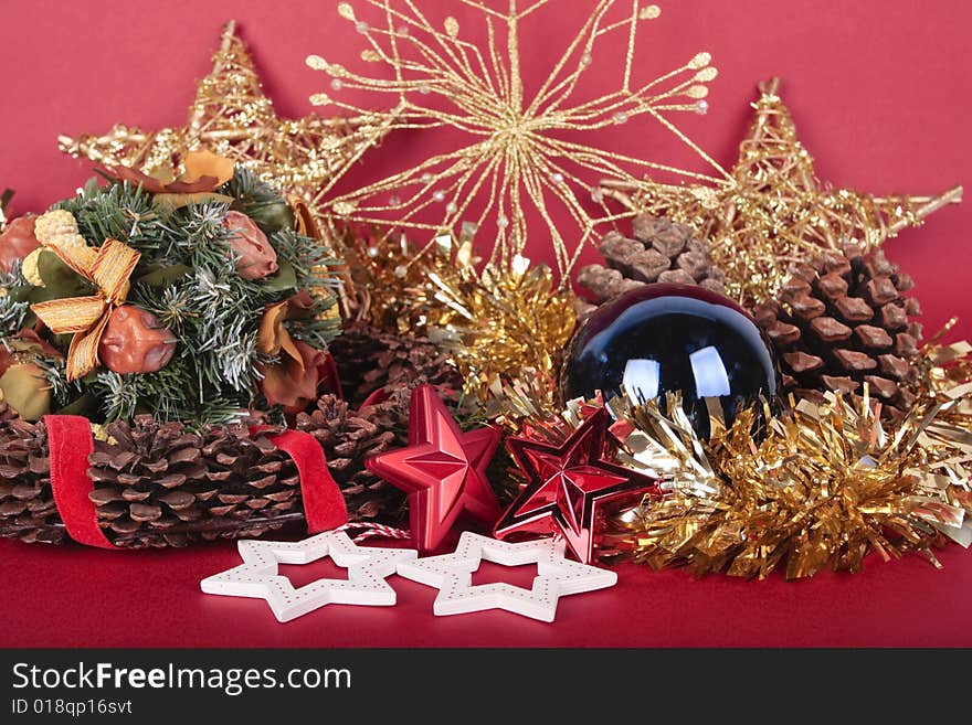 Christmas decorations and pine cones