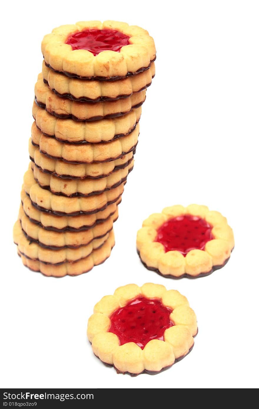 Stack of cookies isolated on white. Stack of cookies isolated on white.
