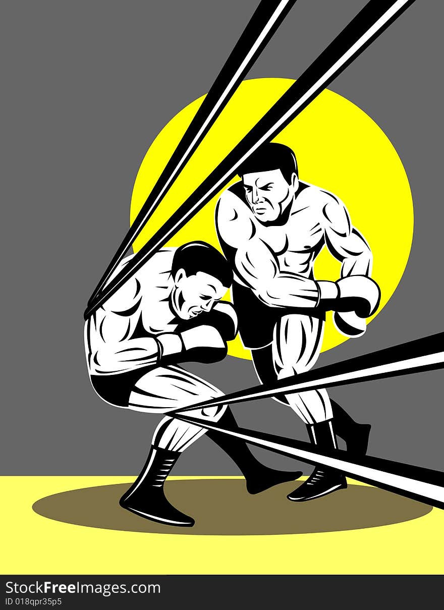 Vector art on the combative sport of boxing. Vector art on the combative sport of boxing