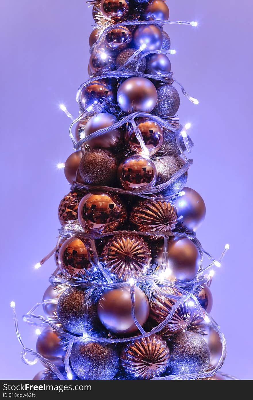 Christmas  ball tree with fairy lights. Christmas  ball tree with fairy lights