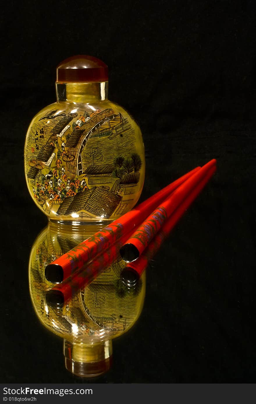 Chinese Bottle And Chopsticks