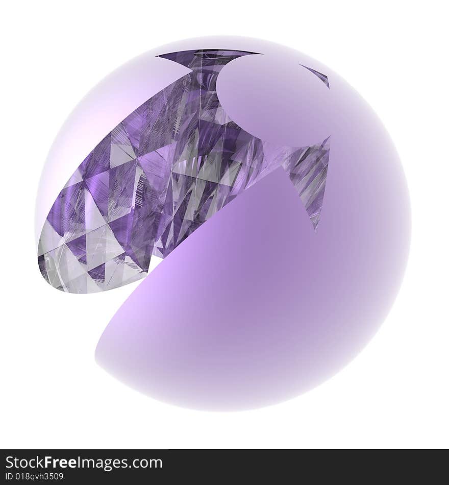 Abstract symbol in the form of lilac sphere with an arrow