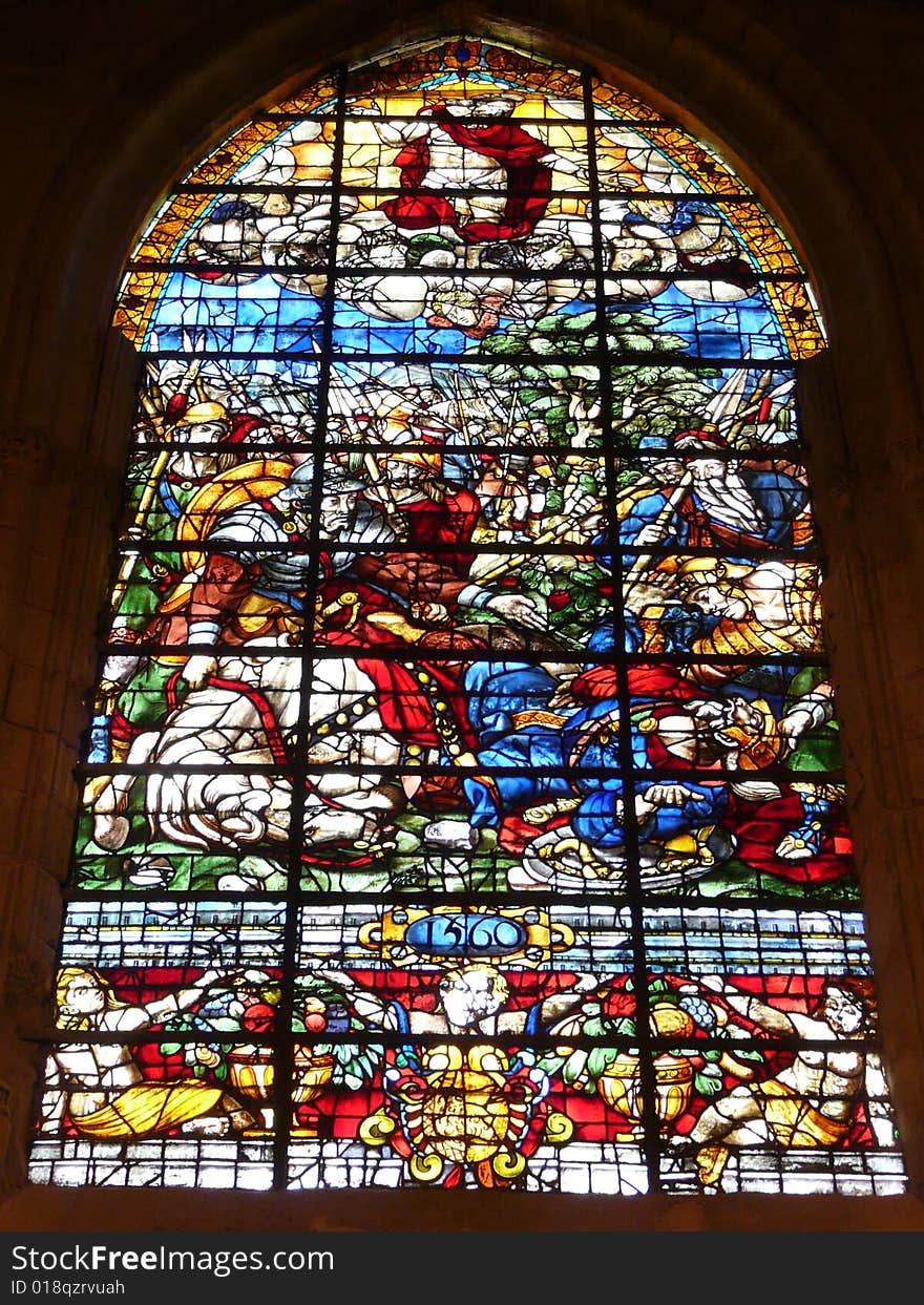 Glazed window of Sevilla's Cathedral, Andalucia, Southen spain. Glazed window of Sevilla's Cathedral, Andalucia, Southen spain