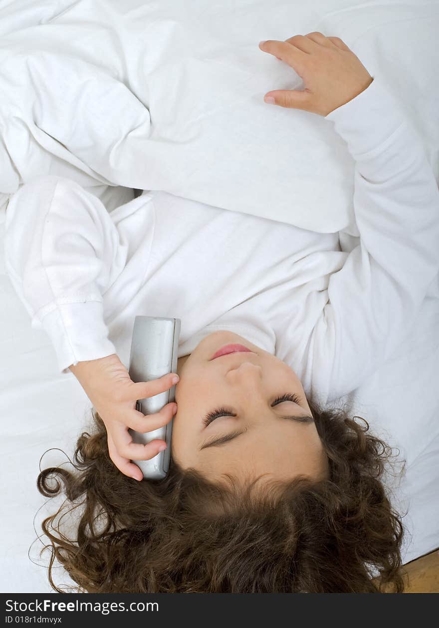 Little girl talking on the phone