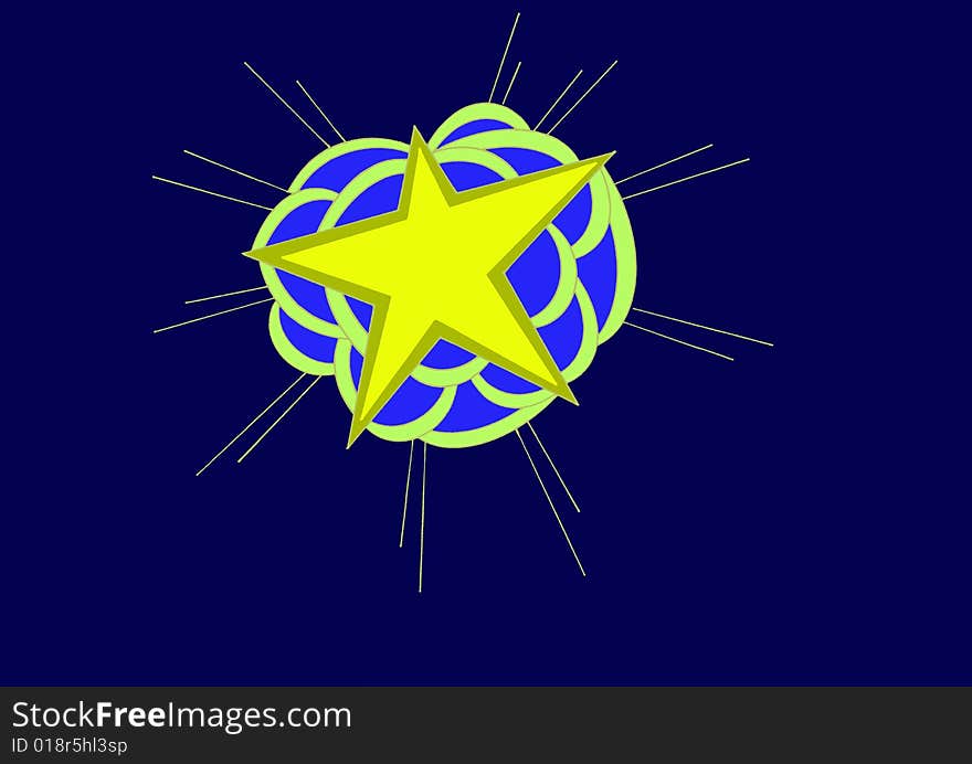 This abstract illustration represents a star that shines in a cloudy star. The clouds are represented by the arcs around the star. The lines represent the starlight.