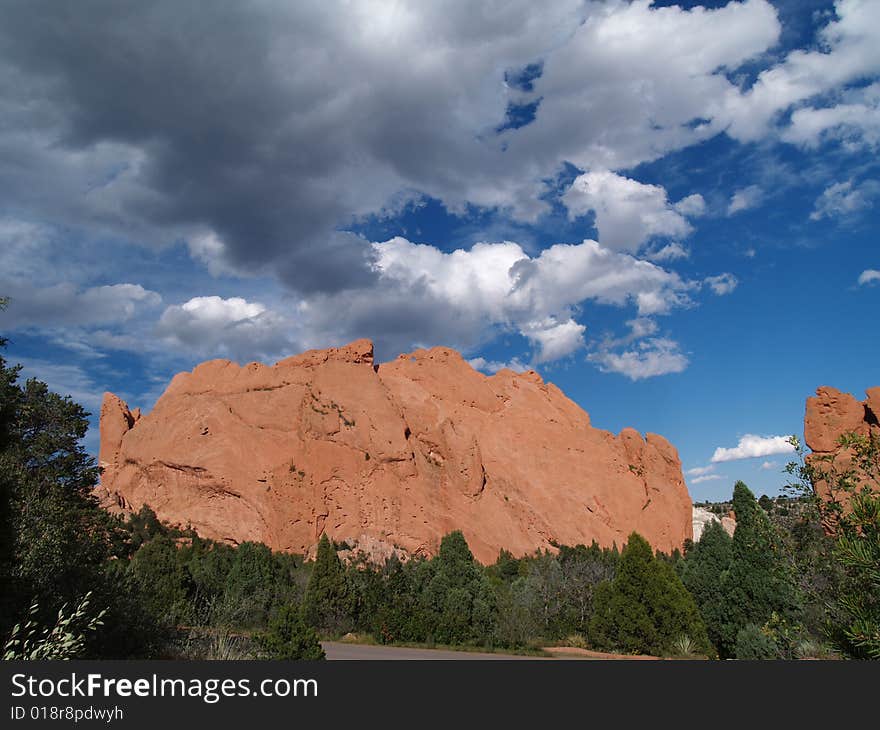 Beautiful red rocks at “Garden of the Gods” in Colorado Springs, Colorado