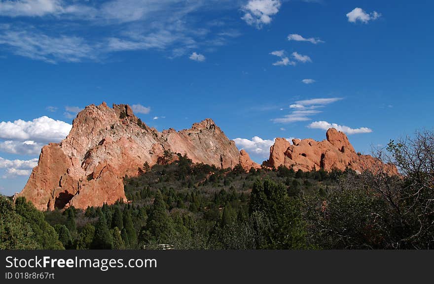 Beautiful red rocks at “Garden of the Gods” in Colorado Springs, Colorado