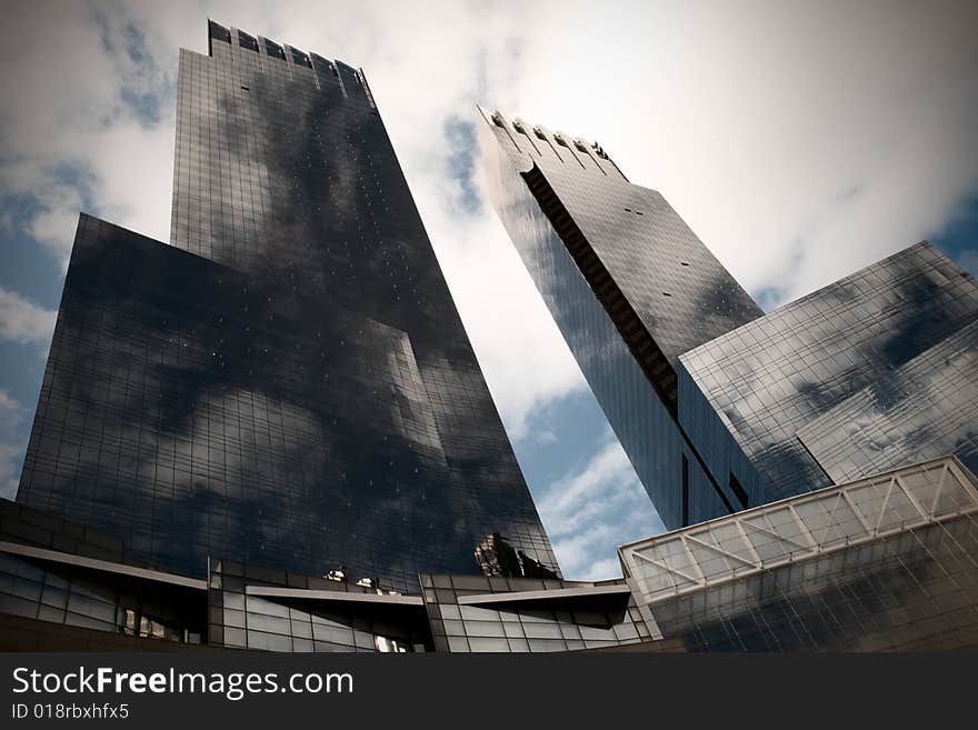 Two buildings at colombus circle, NYC. Two buildings at colombus circle, NYC