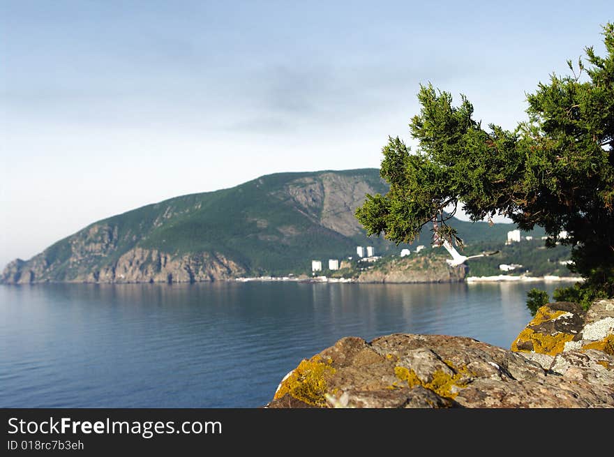 Kind on mountain Aju-Dag from cape Placka in Crimea. Kind on mountain Aju-Dag from cape Placka in Crimea