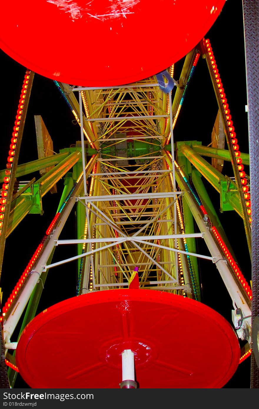 Beautiful ferris wheel with lights