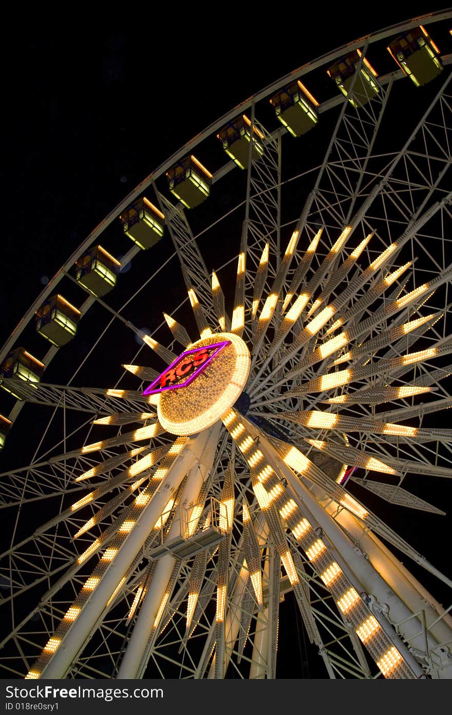 Beautiful ferris wheel with lights