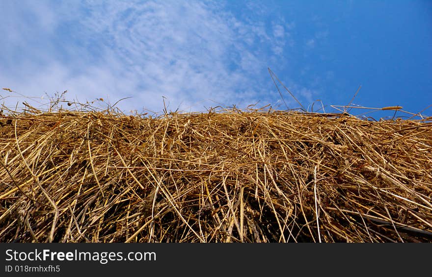 Haystack and blue sky