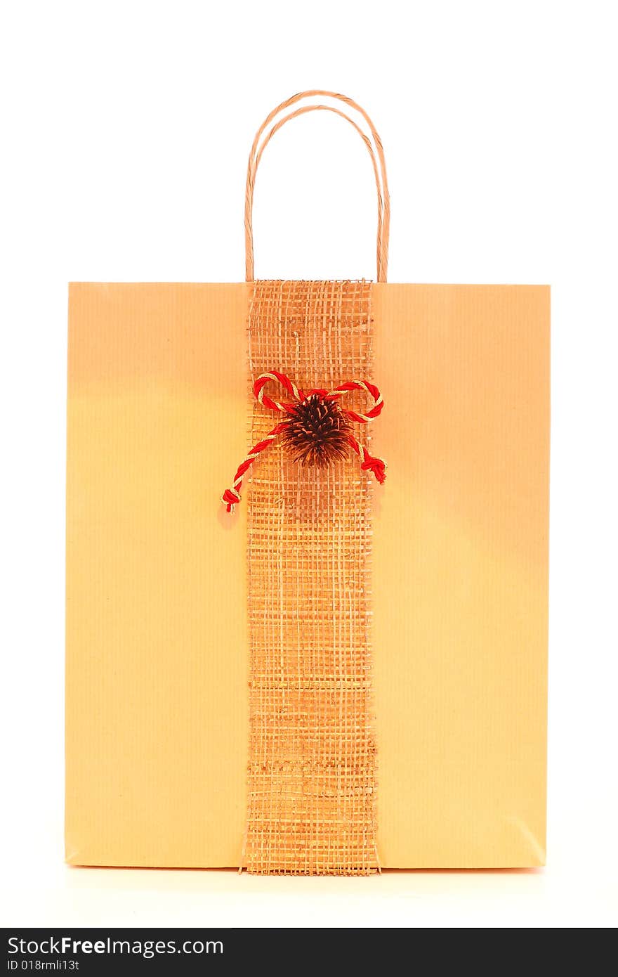 Paper shopping bag with decoration. Paper shopping bag with decoration