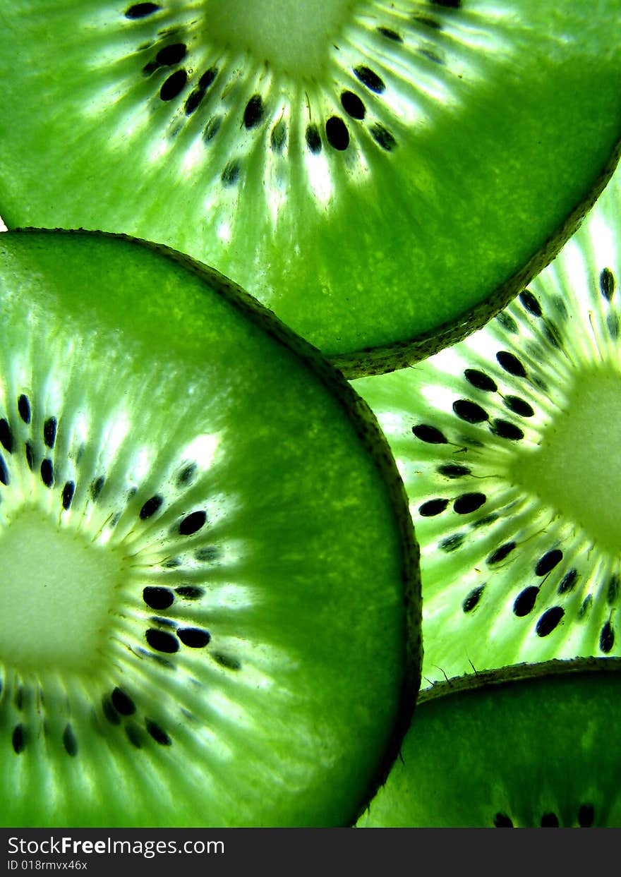 Macro Of Sliced Kiwi Fruit