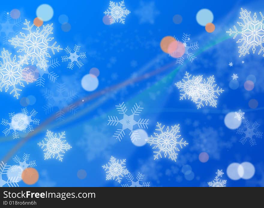 Xmas background in blue with snowflakes