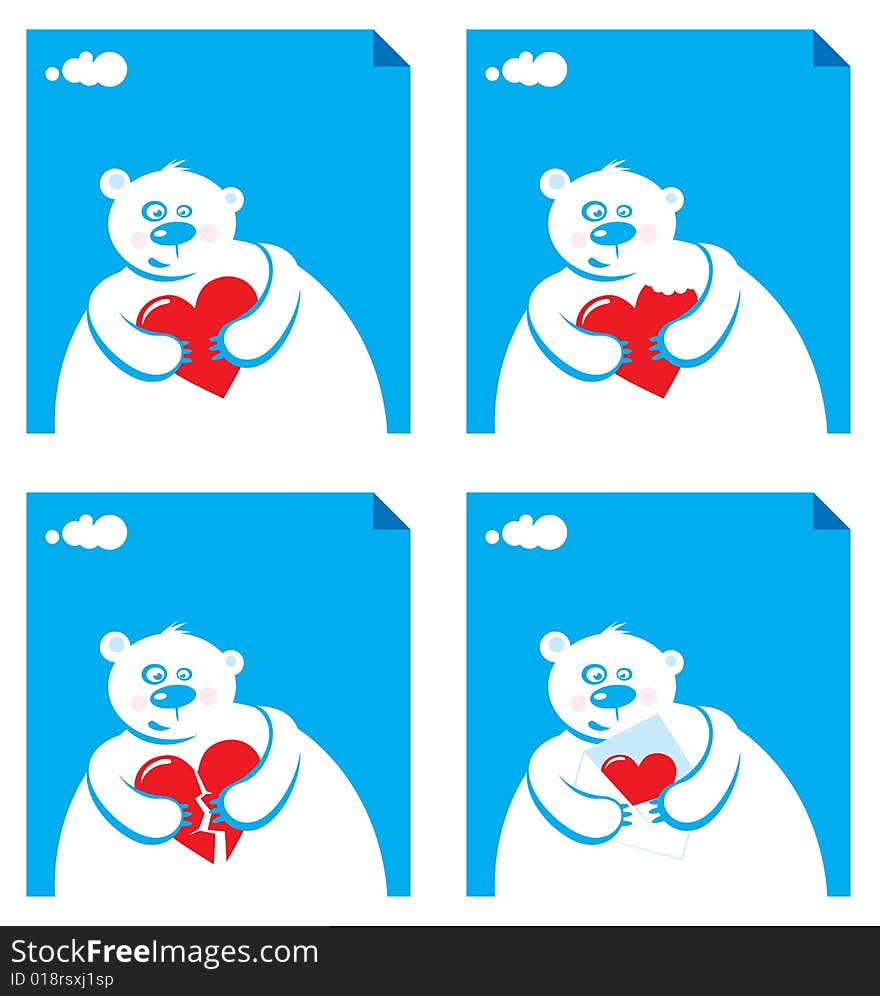 Cartoon polar with hearts