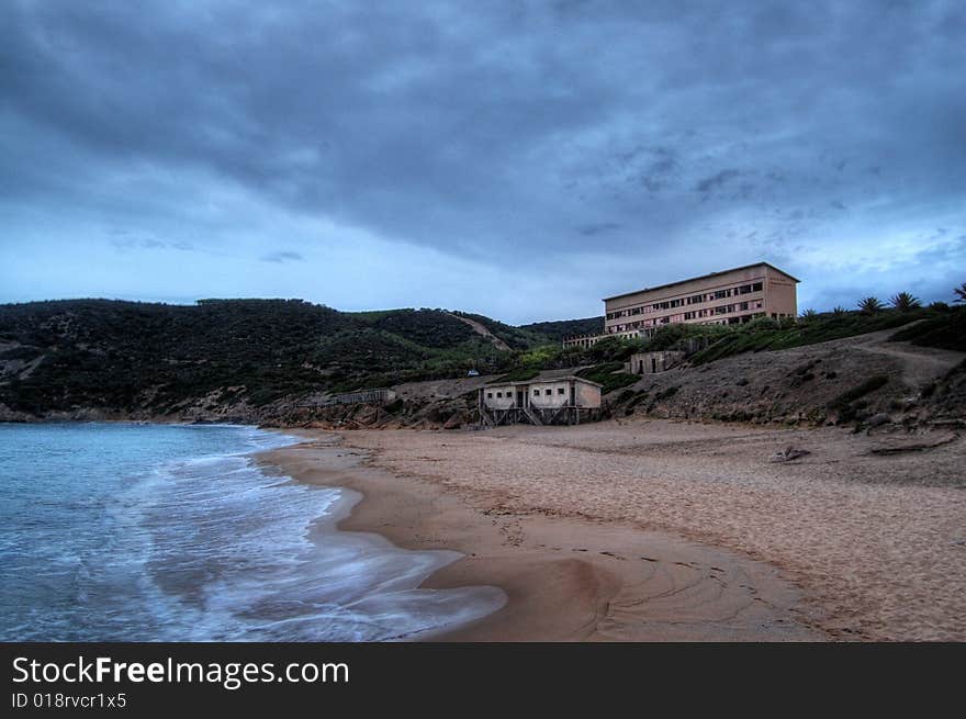 Sardinia, Italy. Neglected hotel. HDR