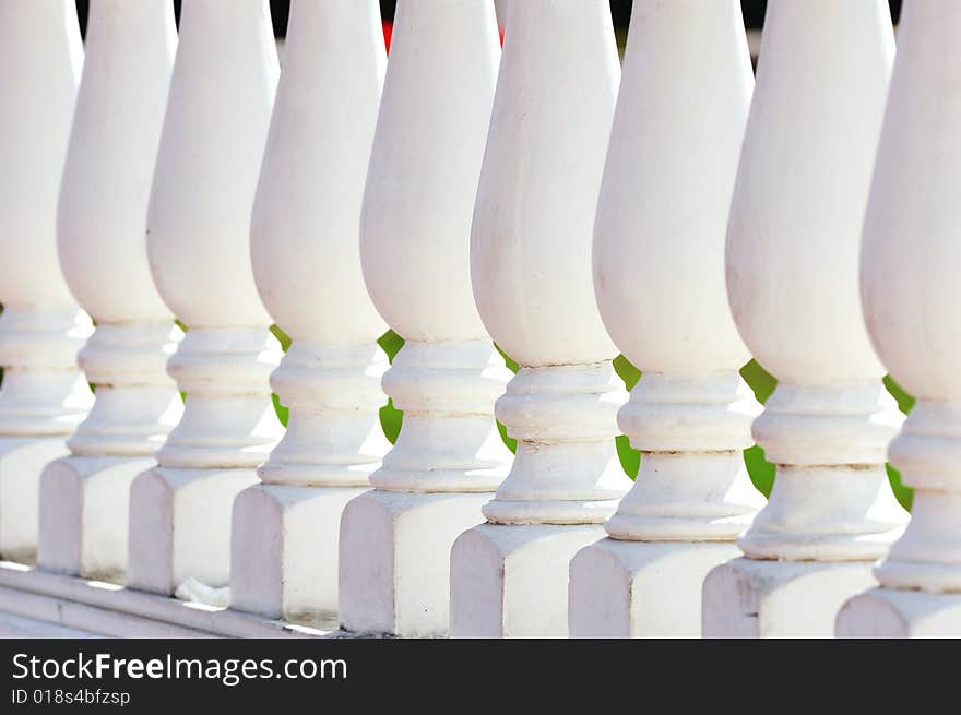 Closeup of stone balustrade in white. Closeup of stone balustrade in white