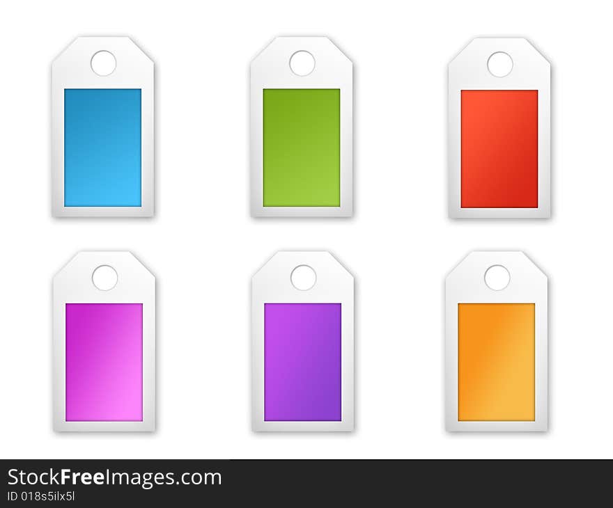 Variety of shopping tags isolated on white