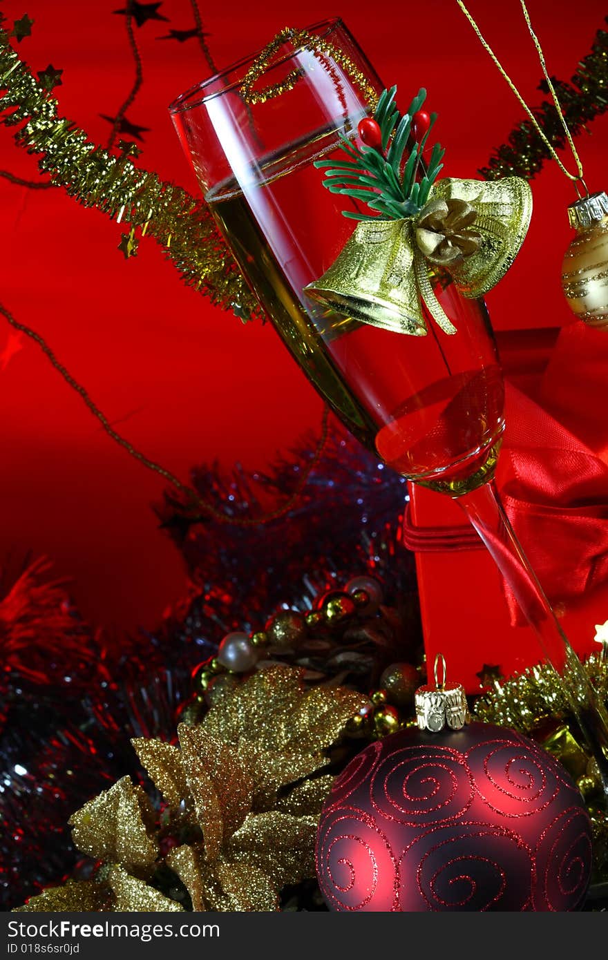 Christmas decoration on a red background. Christmas decoration on a red background.