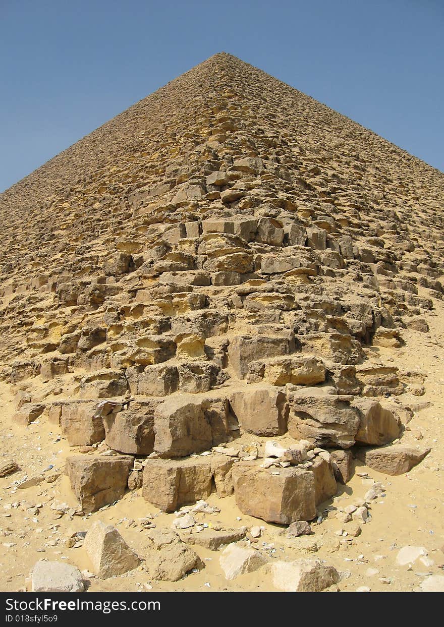 Looking up at pyramid in Cairo, Egypt