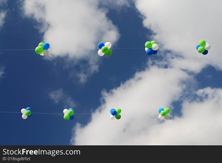 Holiday balloons in the sky