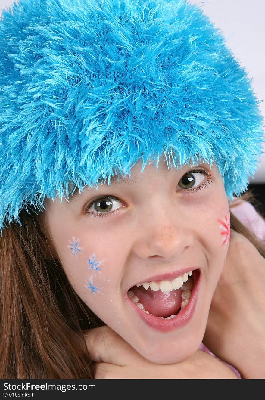 Girl with blue cap portrait. Girl with blue cap portrait