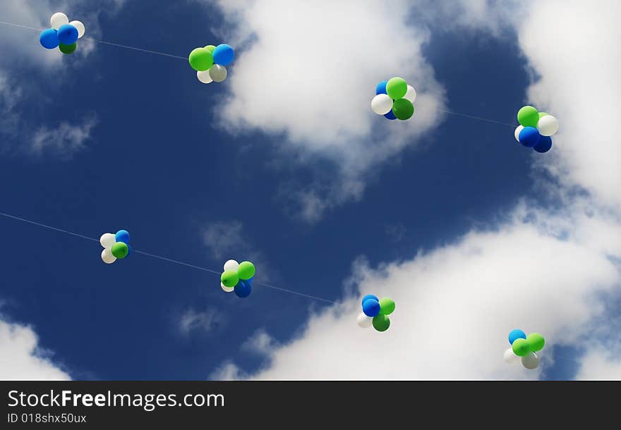 Holiday balloons in the sky