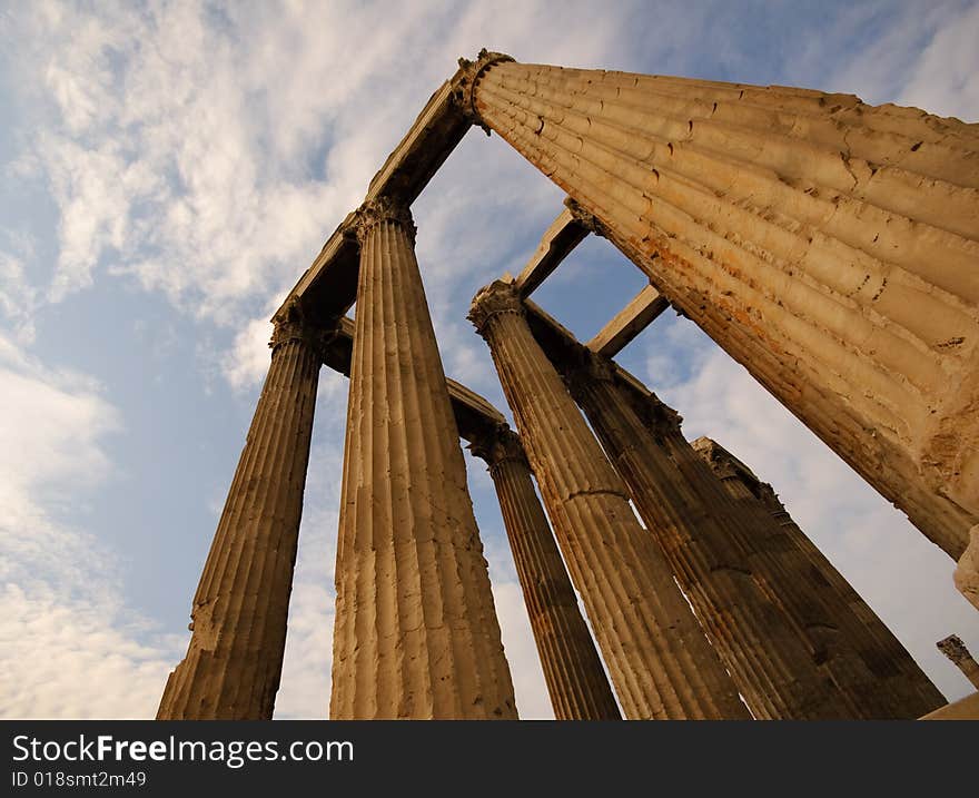 Perspective distortion of columns at ancient greek temple. Perspective distortion of columns at ancient greek temple