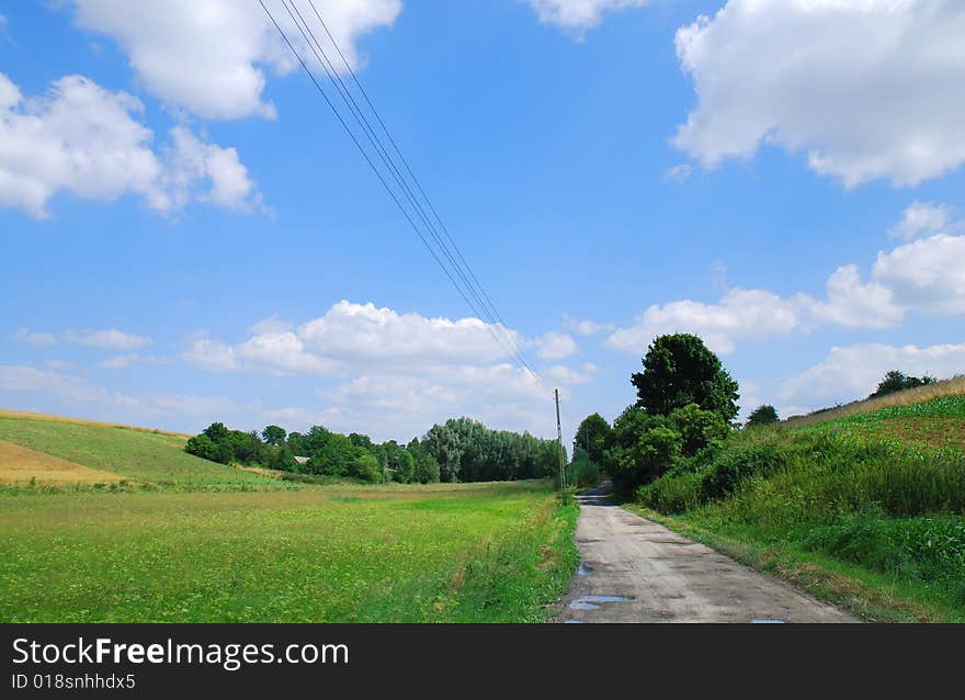 Rural country road. summer landscape