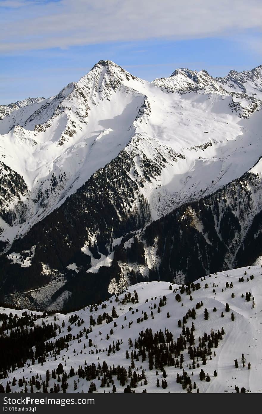 High Tirol mountains winter scene. High Tirol mountains winter scene