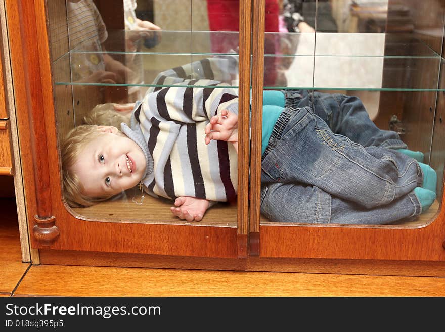 Smiling child in box