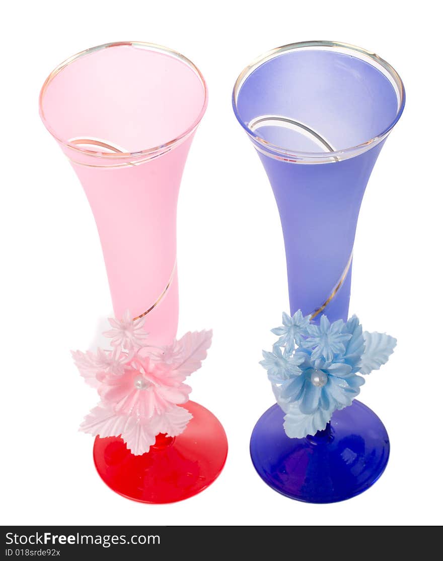 Red And Blue Wedding Flutes