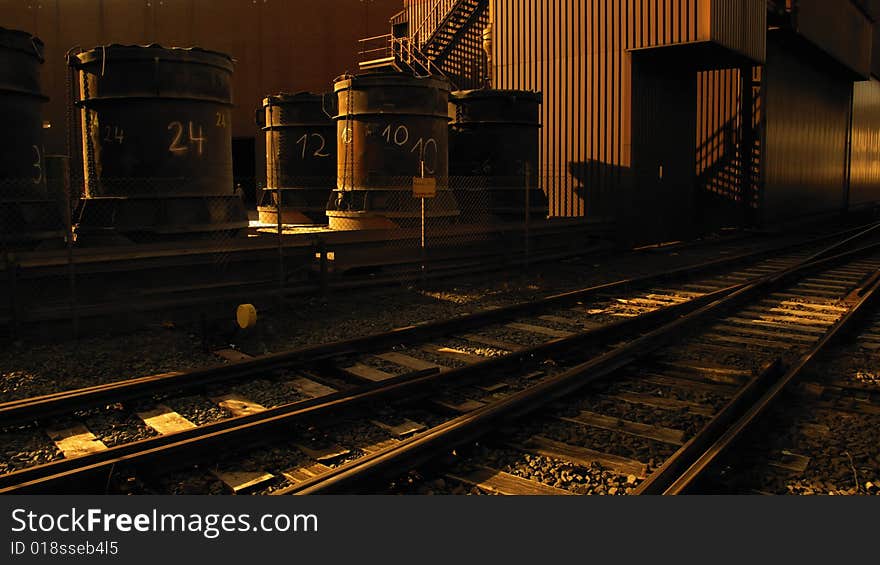 Industrial Area with Molds and Railroad. Industrial Area with Molds and Railroad