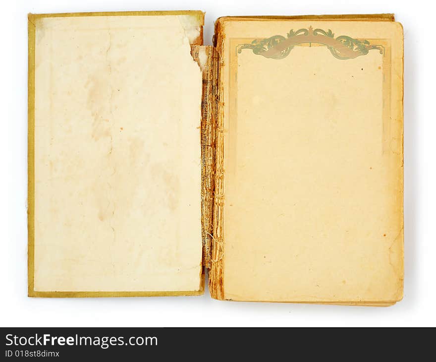 Old book on the white background with clipping path and frame. Old book on the white background with clipping path and frame